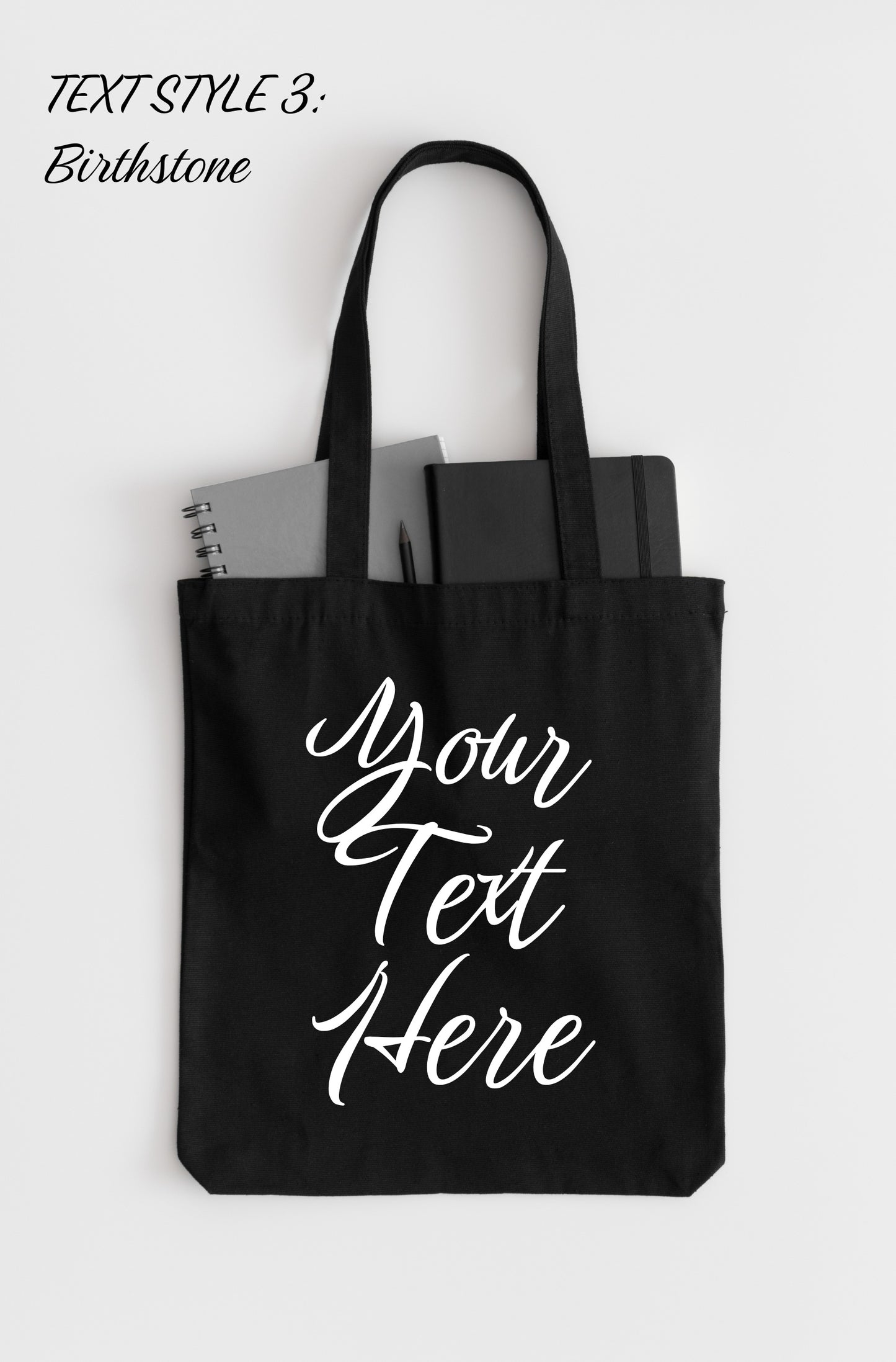 Custom Black Tote Bag, Personalized Reusable Tote