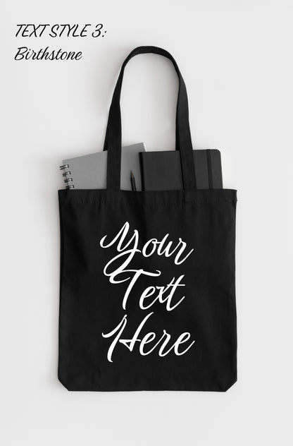 Custom Black Tote Bag, Personalized Reusable Tote