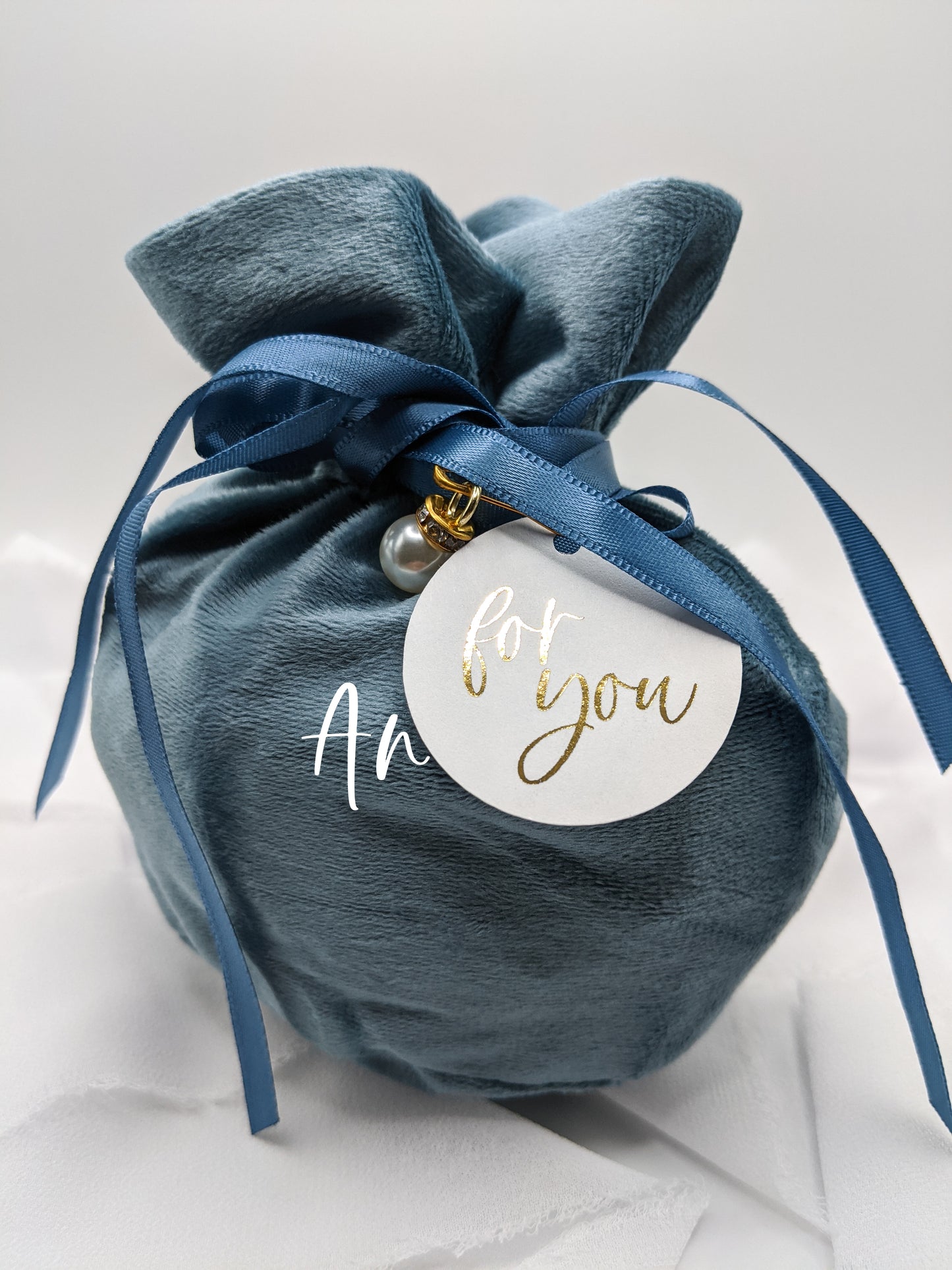 Personalized Blue Velvet Gift Bag