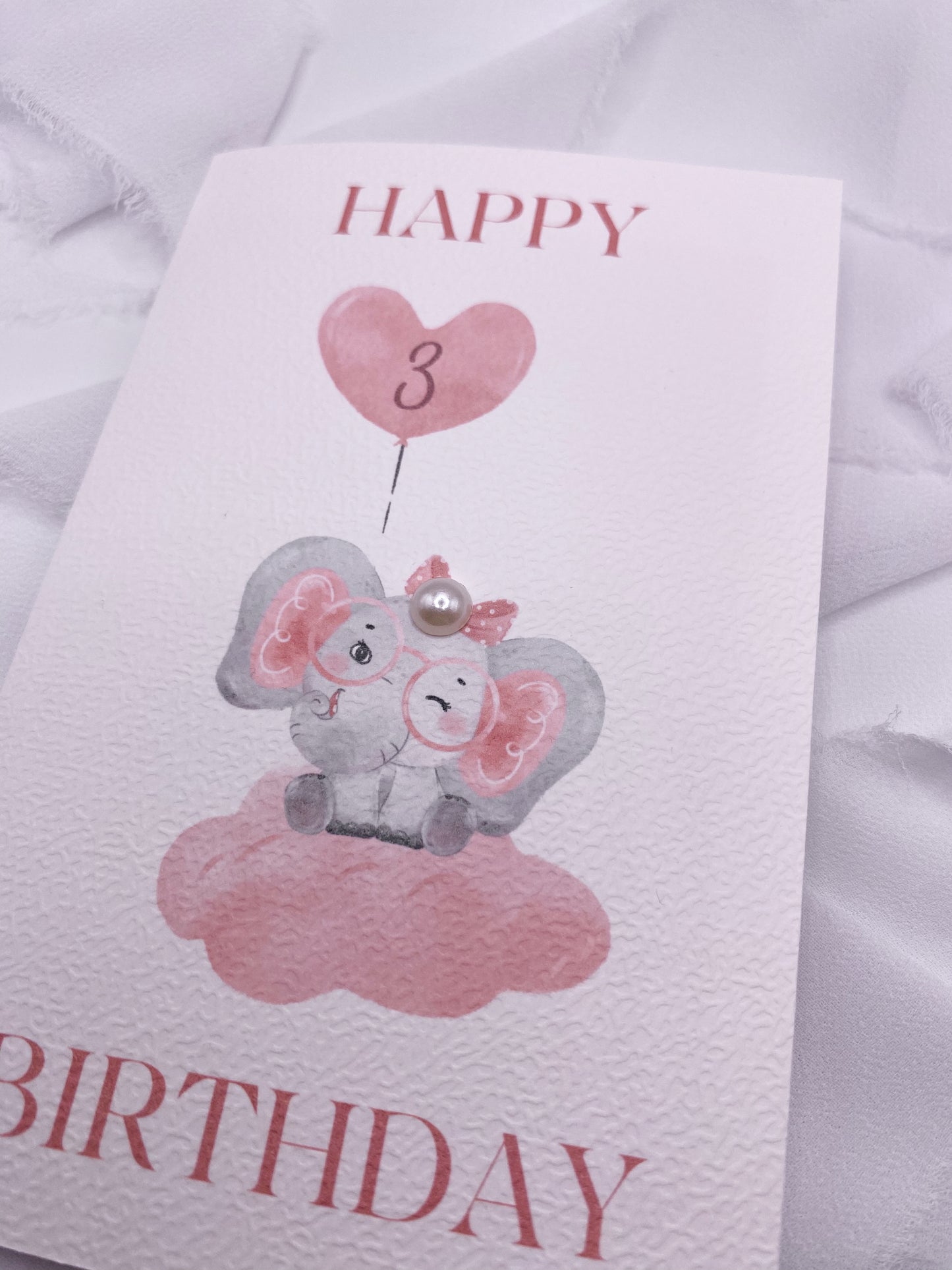 4”x6” Custom Pink Elephant Birthday Card