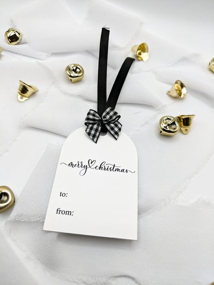 Set of 8, White and Black Christmas Gift Tags