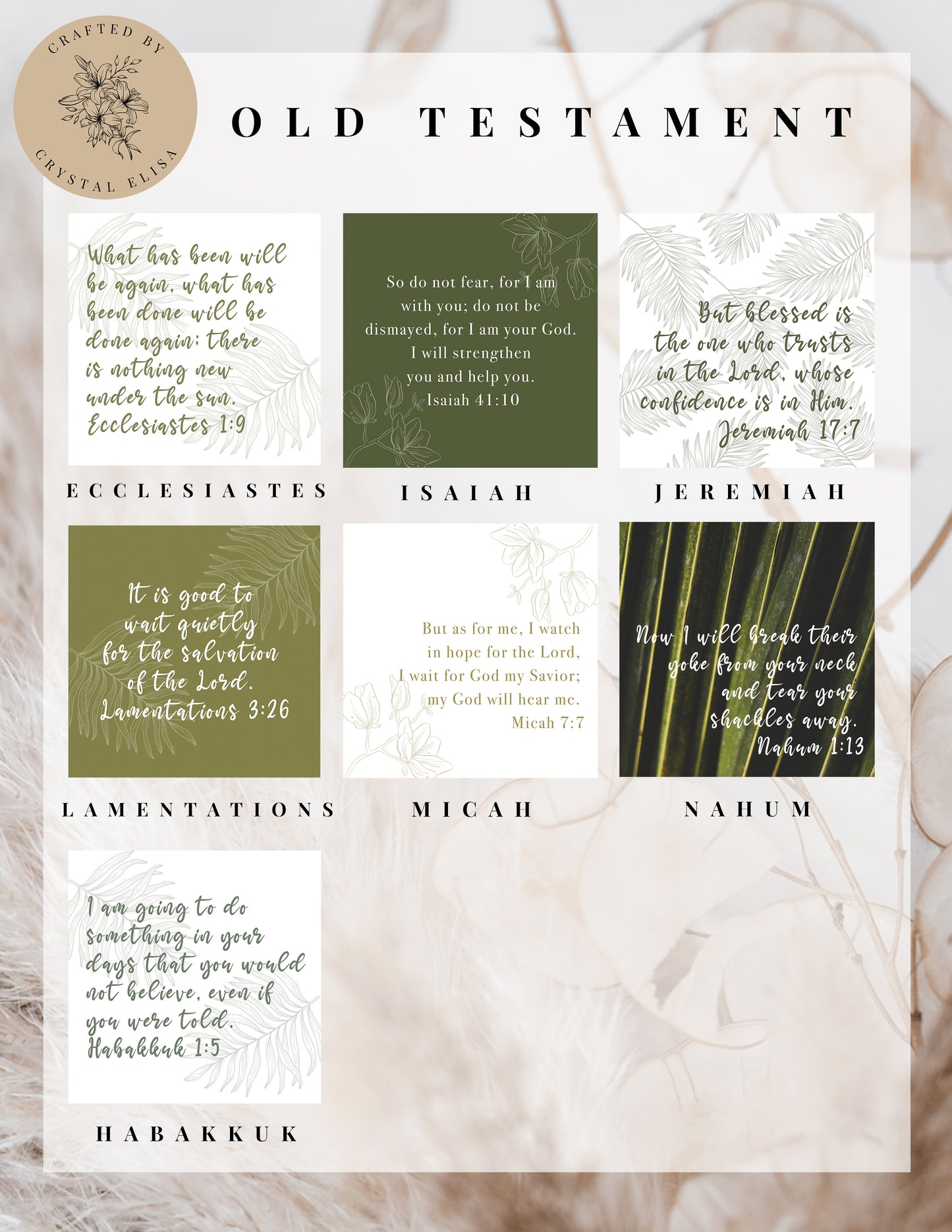 Set of 6, Old Testament Bible Scripture Cards