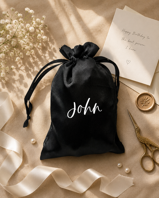 Personalized Black Silk Gift Bag