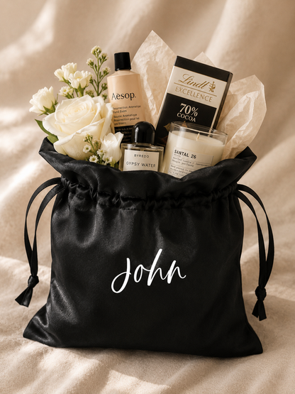 Personalized Black Silk Gift Bag