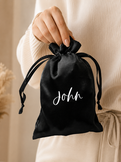 Personalized Black Silk Gift Bag