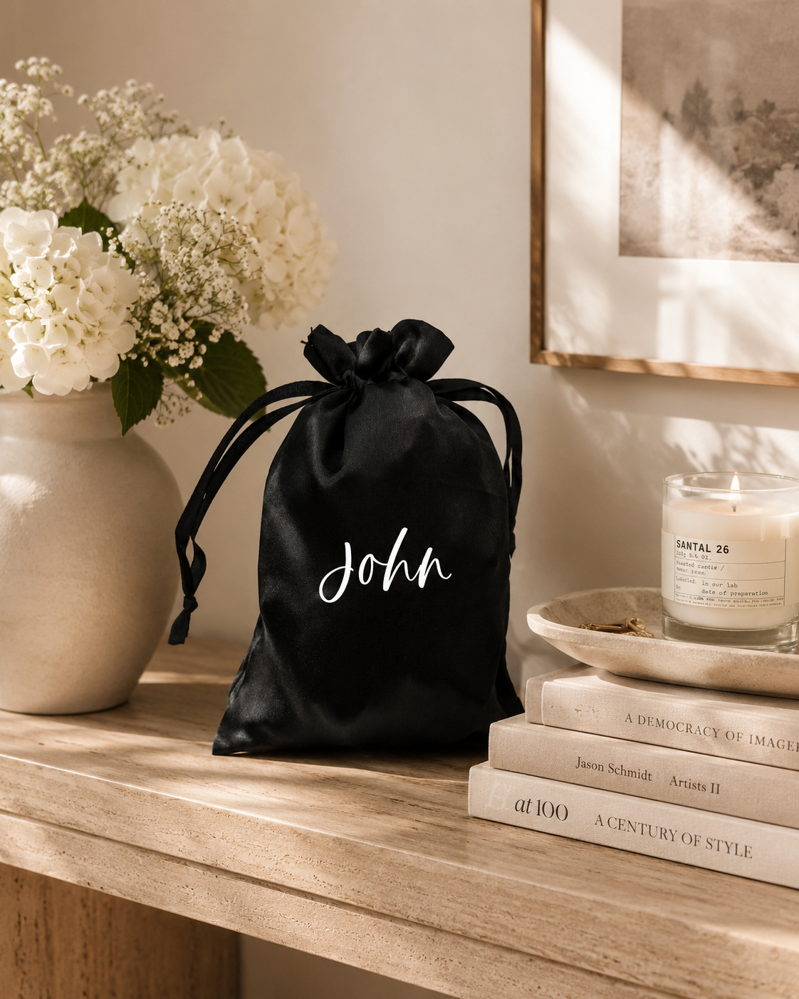 Personalized Black Silk Gift Bag