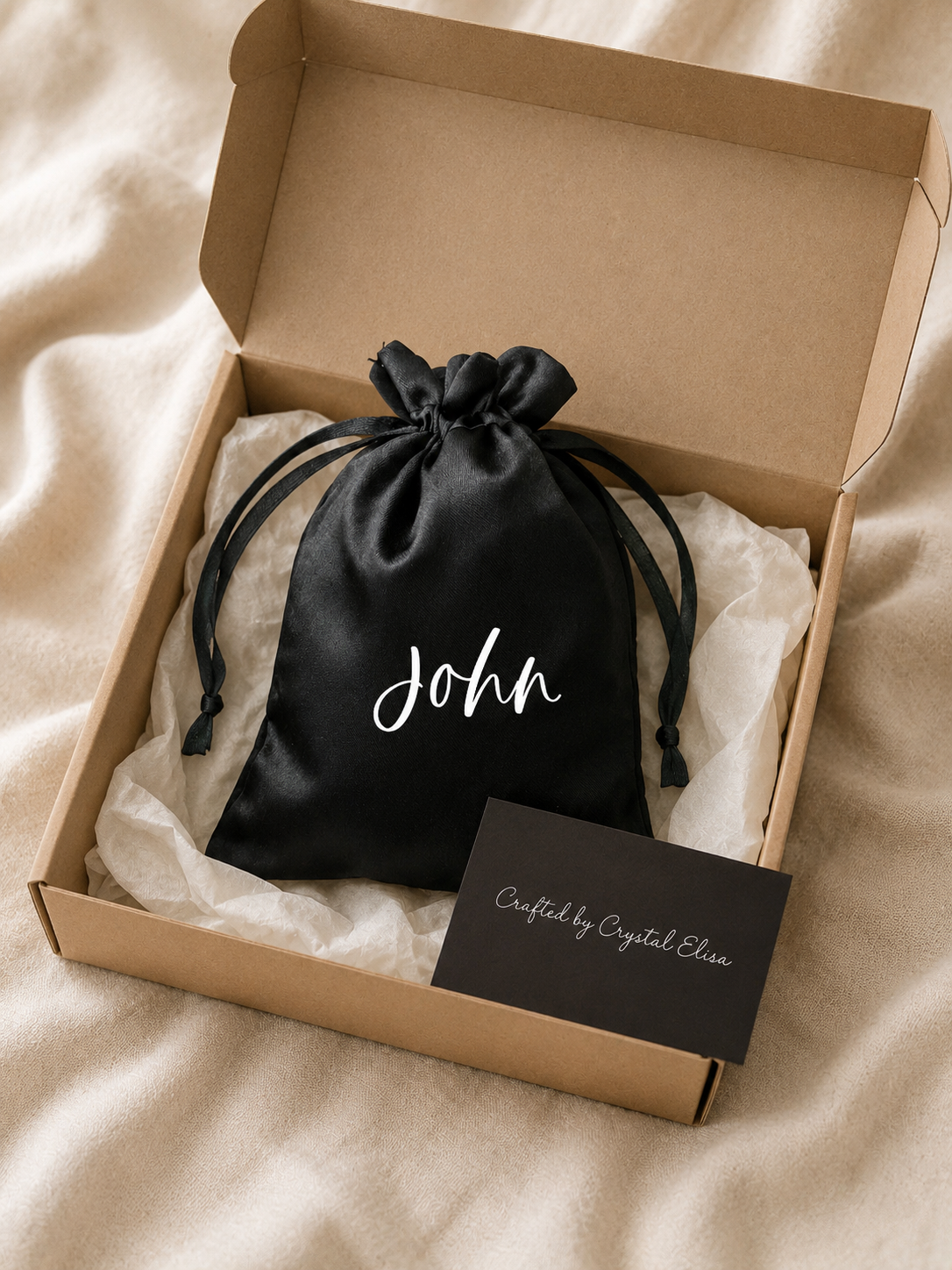Personalized Black Silk Gift Bag