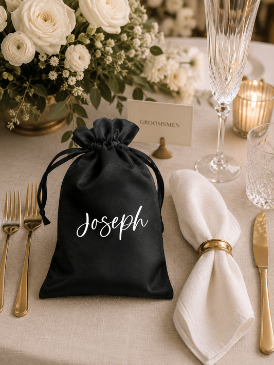 Personalized Satin Groomsmen Gift Bag, Custom Wedding Favour Bag
