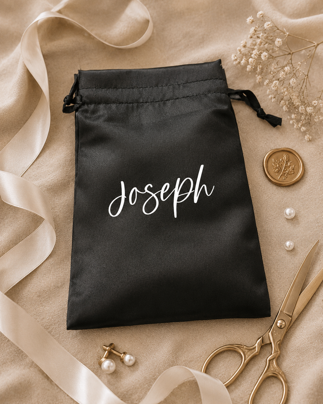 Personalized Satin Groomsmen Gift Bag, Custom Wedding Favour Bag