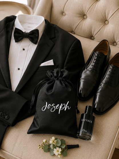 Personalized Satin Groomsmen Gift Bag, Custom Wedding Favour Bag