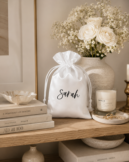Personalized White Silk Gift Bag