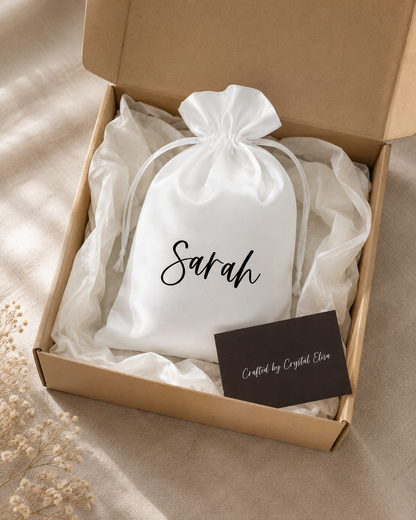 Personalized White Silk Gift Bag