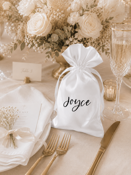 Personalized Satin Bridesmaid Gift Bag, Custom Wedding Favour Bag
