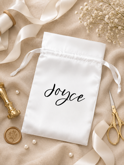 Personalized Satin Bridesmaid Gift Bag, Custom Wedding Favour Bag