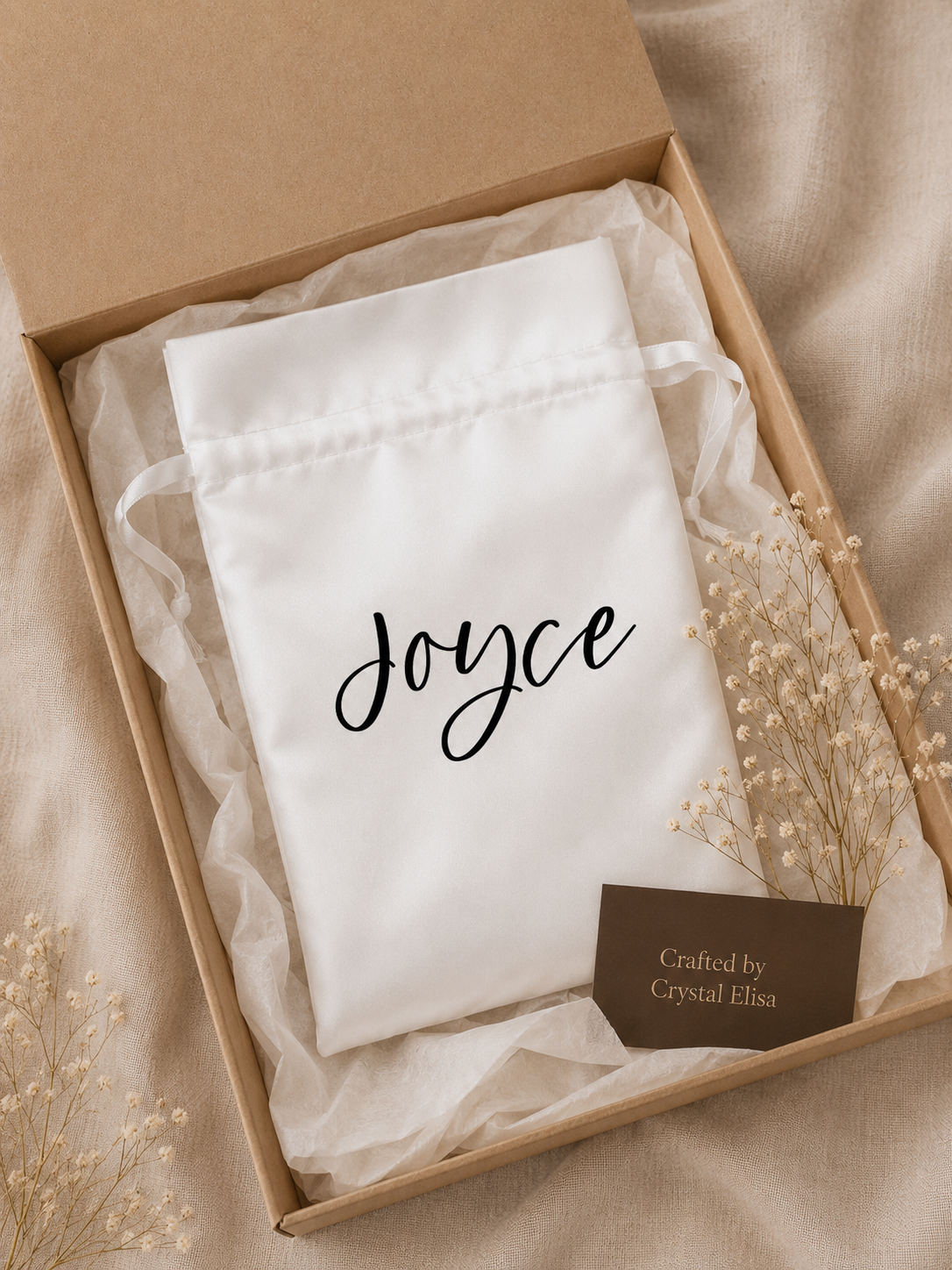 Personalized Satin Bridesmaid Gift Bag, Custom Wedding Favour Bag