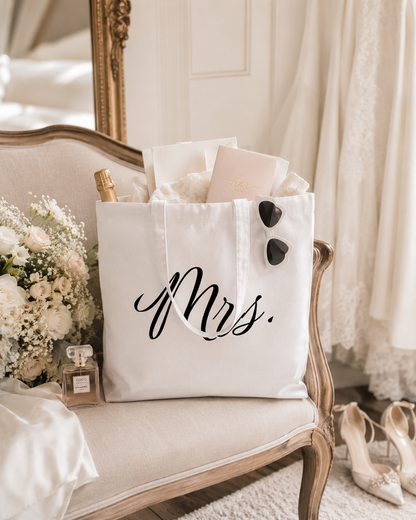 Personalized Mrs. Tote Bag, Bride Tote Bag