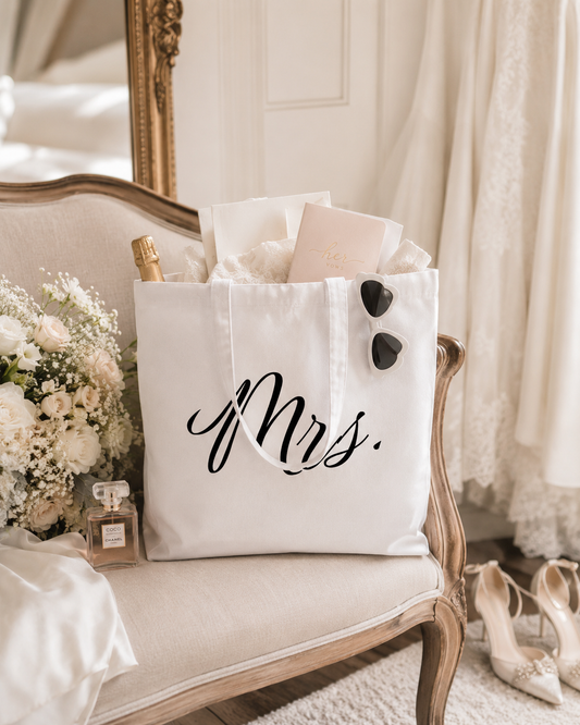 Personalized Mrs. Tote Bag, Bride Tote Bag
