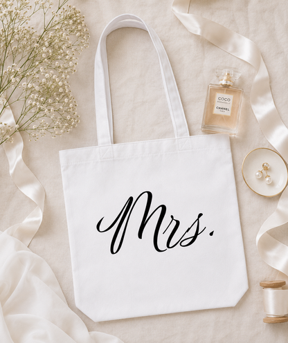 Personalized Mrs. Tote Bag, Bride Tote Bag