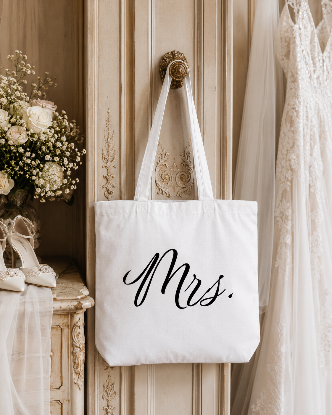 Personalized Mrs. Tote Bag, Bride Tote Bag