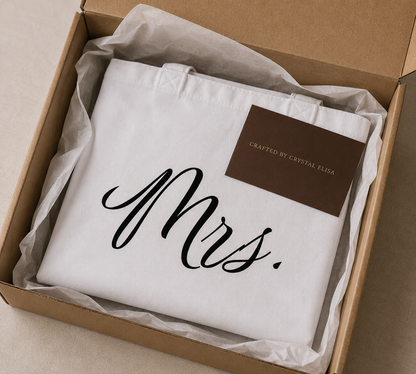 Personalized Mrs. Tote Bag, Bride Tote Bag