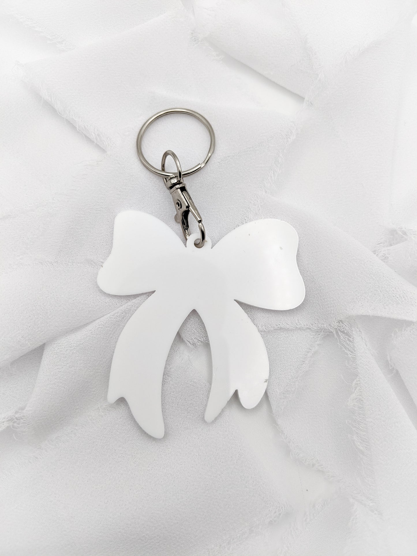 Custom Pearl Bow Keychain, Name Acrylic Gift