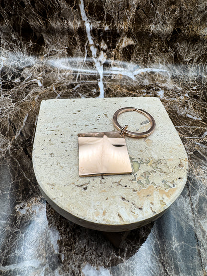 The Rose Gold Diamond Custom Keychain, Personalized Rose Gold Engraved Keychain (1.1”)