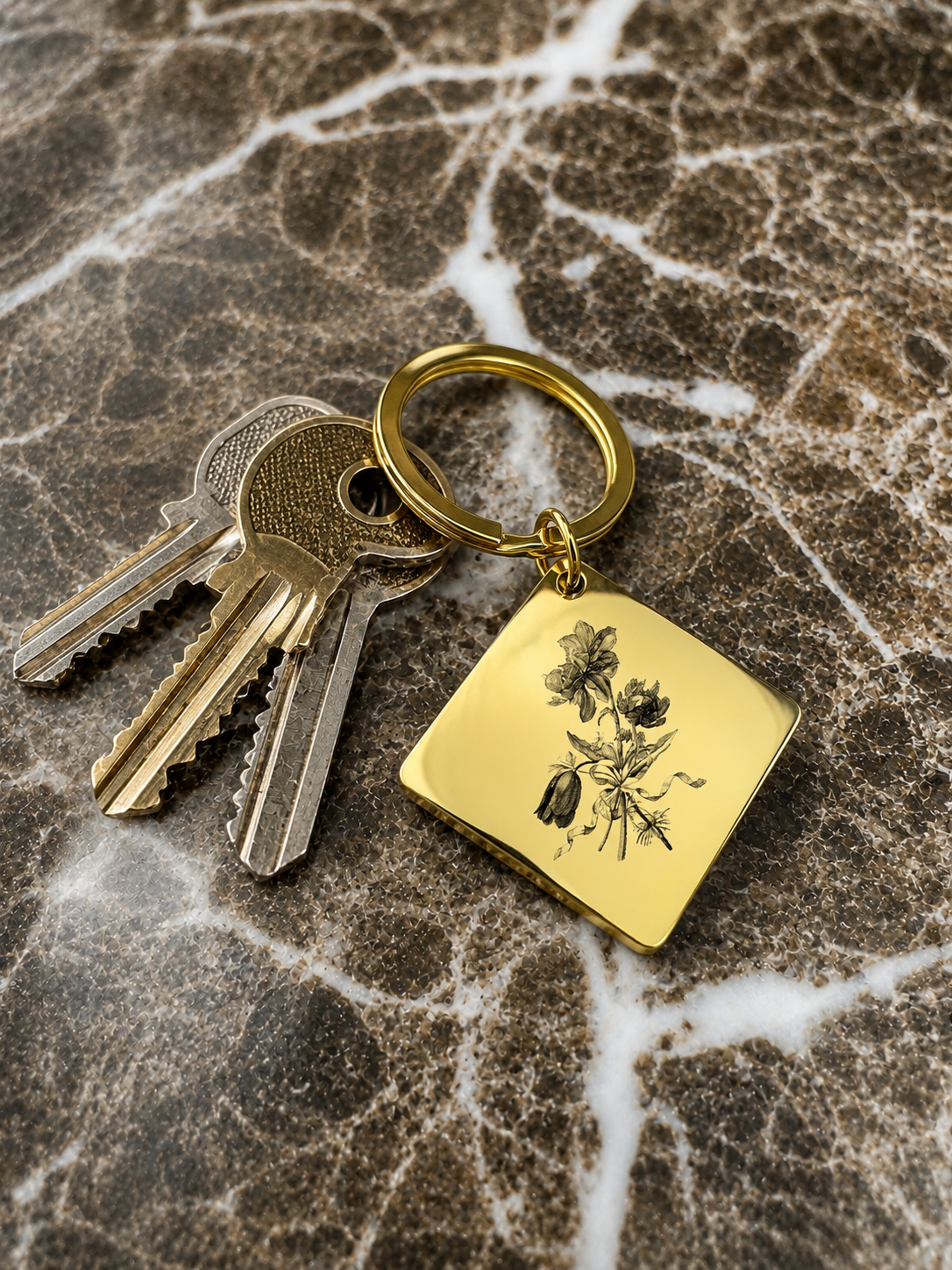 The Diamond Signature Keychain, Custom Engraved Diamond Keychain with Name or Photo