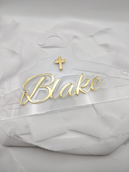 Custom Children’s Baptism Acrylic Hanger, Personalized Christening Keepsake