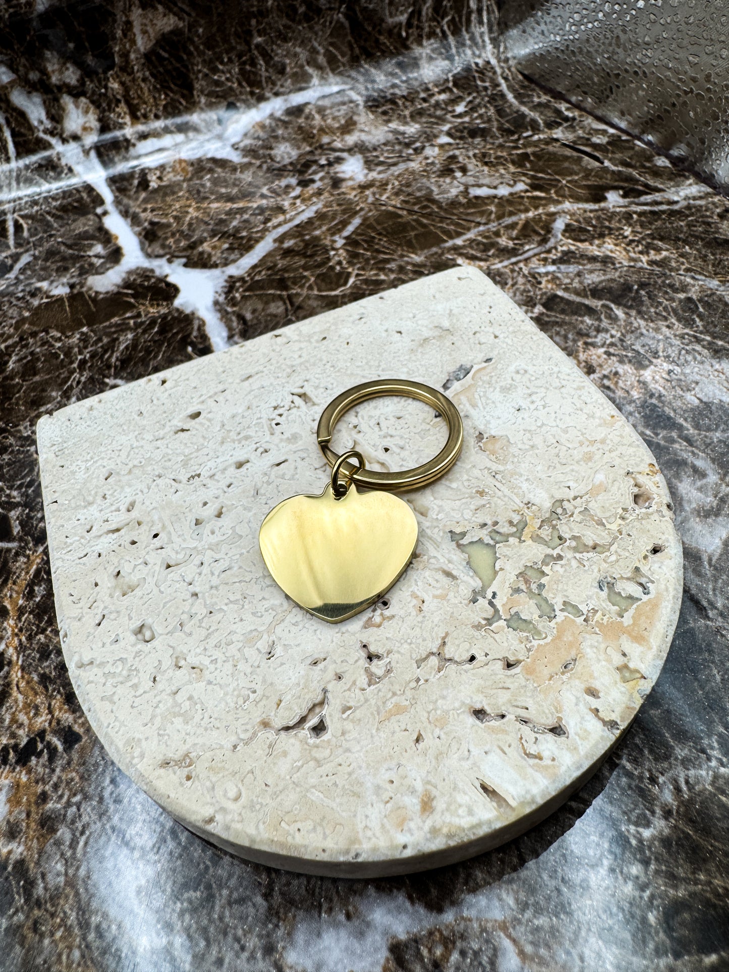 Sweetheart Golden Custom Keychain, Personalized Gold Engraved Keychain (1.3”)