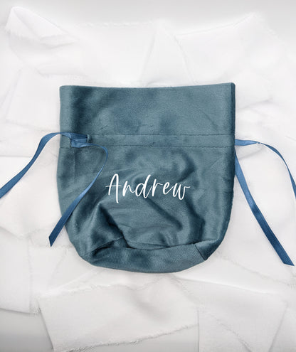 Personalized Blue Velvet Gift Bag