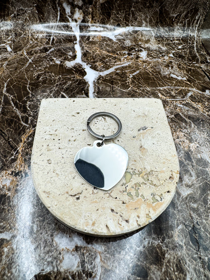 Sweetheart Silver Custom Keychain, Personalized Silver Engraved Keychain (1.3”)