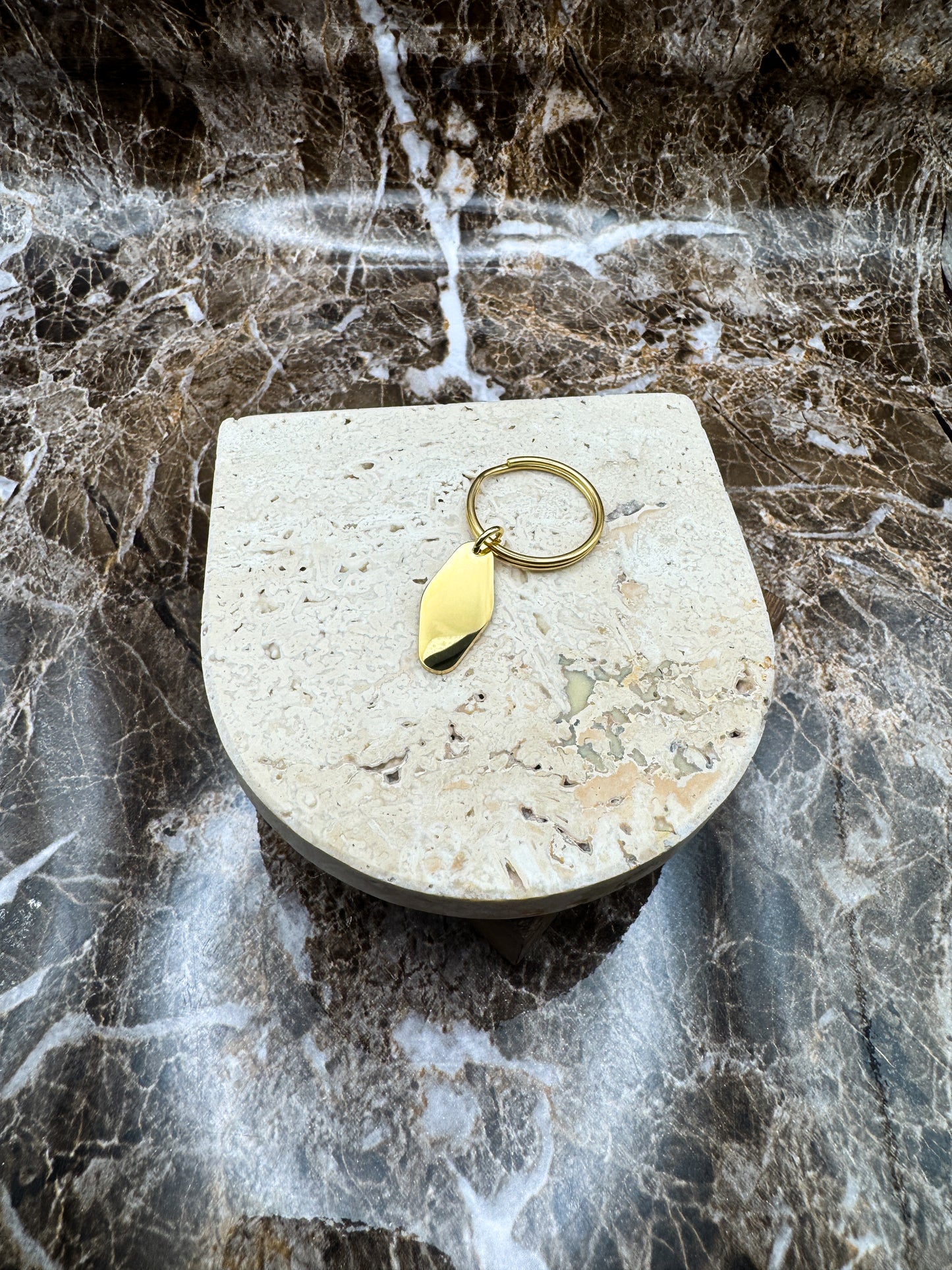 The Golden Wave Custom Keychain, Personalized Gold Engraved Keychain (0.45”x1”)