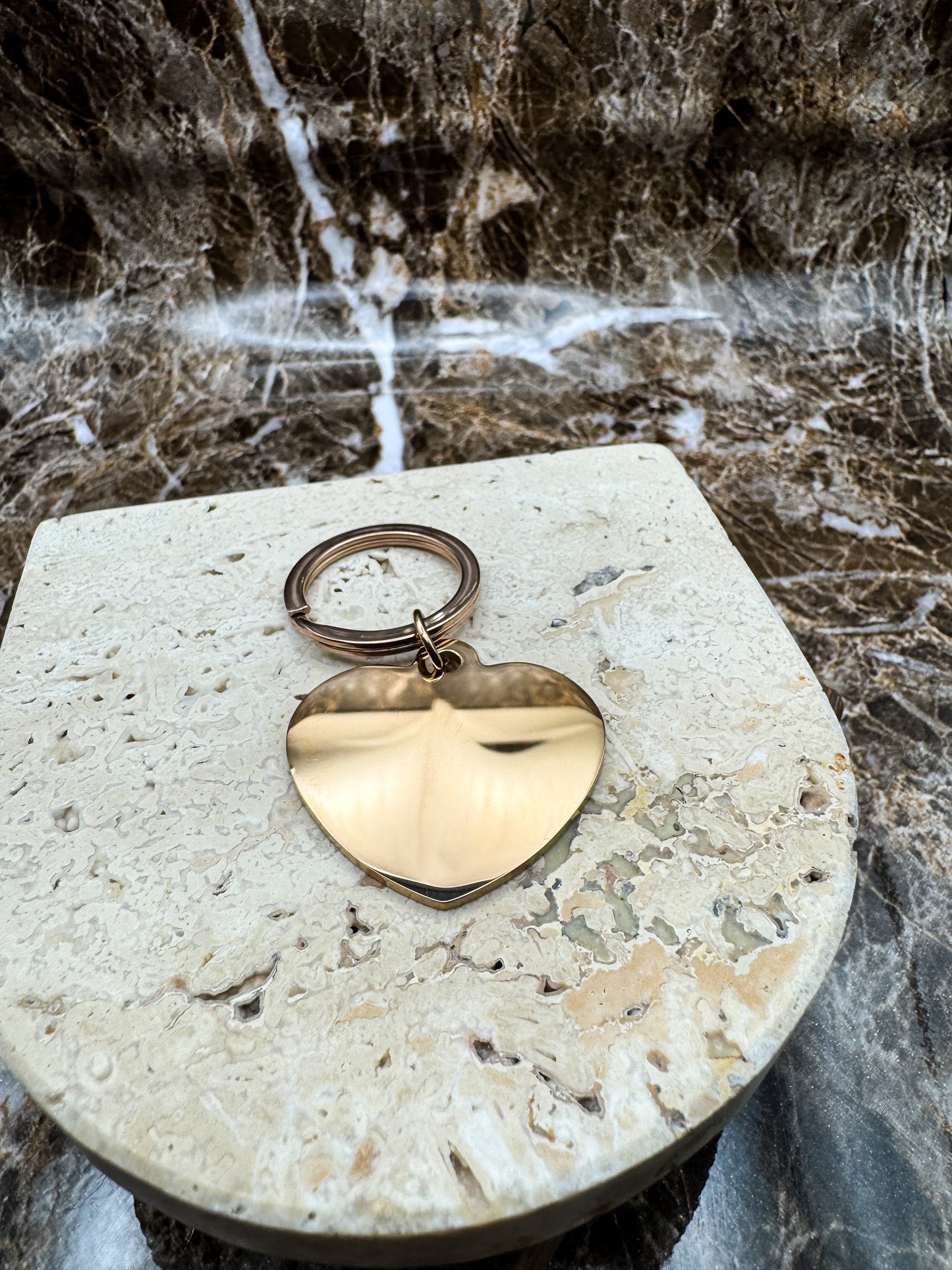 Sweetheart Rose Gold Custom Keychain, Personalized Rose Gold Engraved Keychain (1.3”)