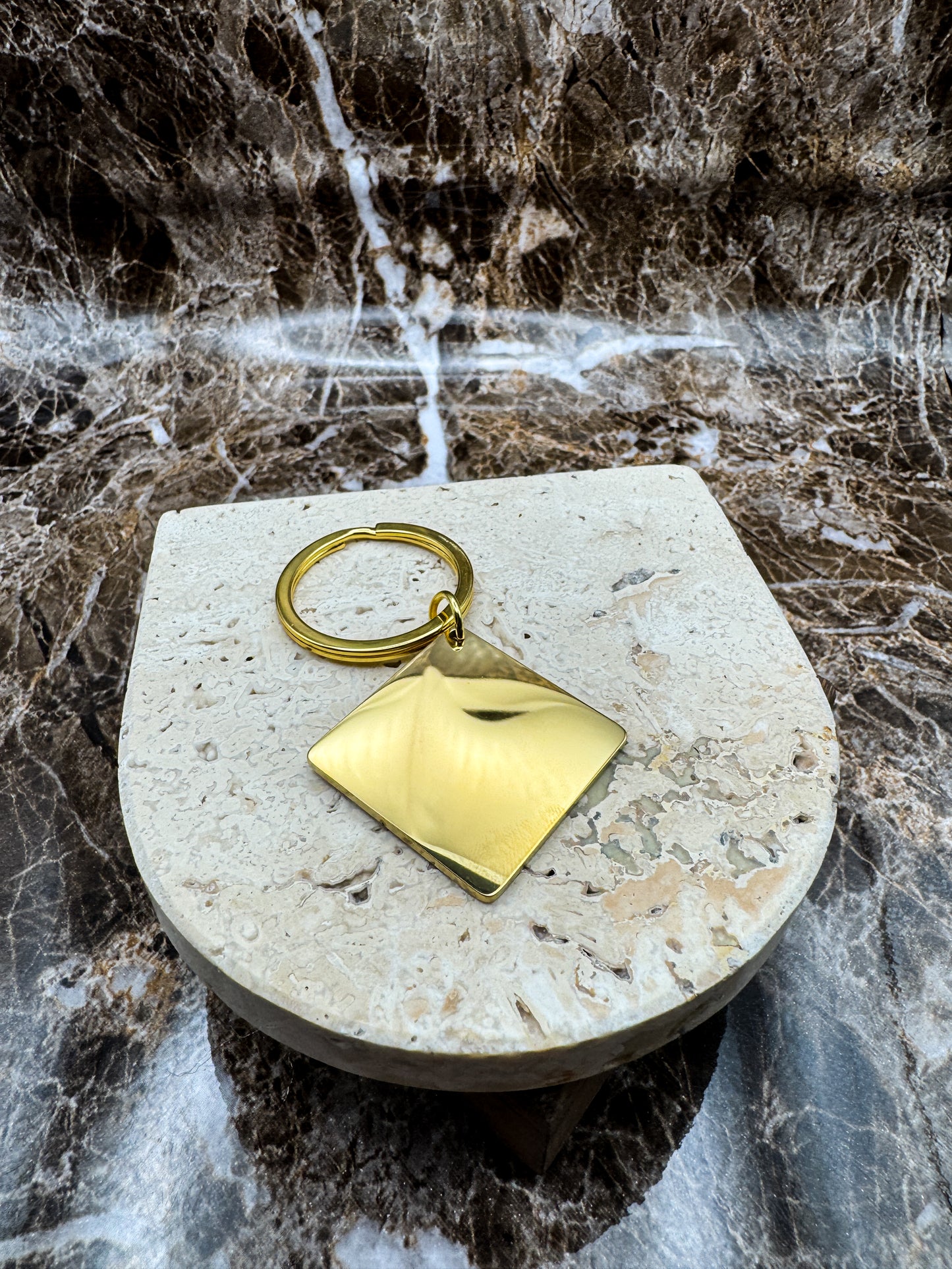 The Golden Diamond Custom Keychain, Personalized Gold Engraved Keychain (1.1”)