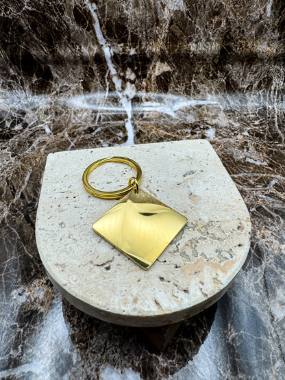 The Golden Diamond Custom Keychain, Personalized Gold Engraved Keychain (1.1”)