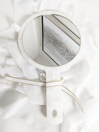 Custom Initial Acrylic Hand Mirror, Personalized Circle Vanity Mirror