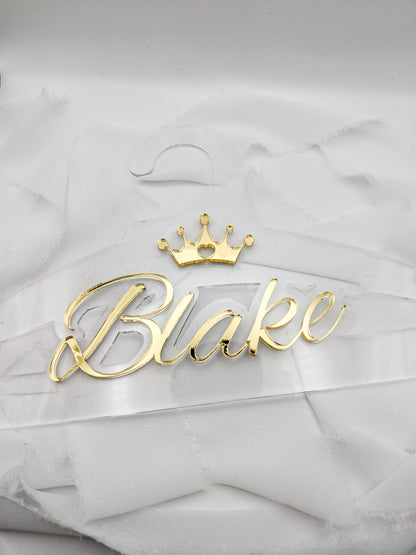 Custom Children’s Princess Crown Acrylic Hanger, Personalized Keepsake for Little Girls