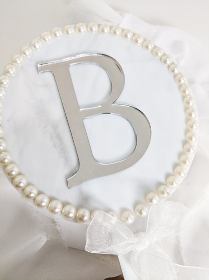 Custom Initial Bride Hand Mirror, Personalized Wedding Gift