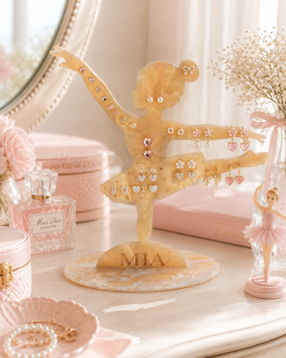 Personalized Ballerina Earring Holder, Acrylic Jewelry Stand for Girls