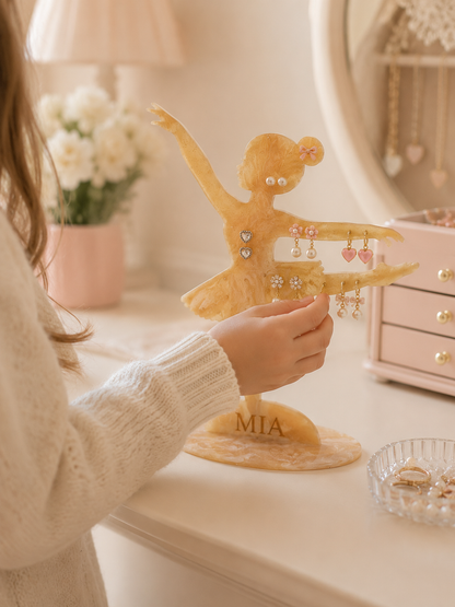 Personalized Ballerina Earring Holder, Acrylic Jewelry Stand for Girls