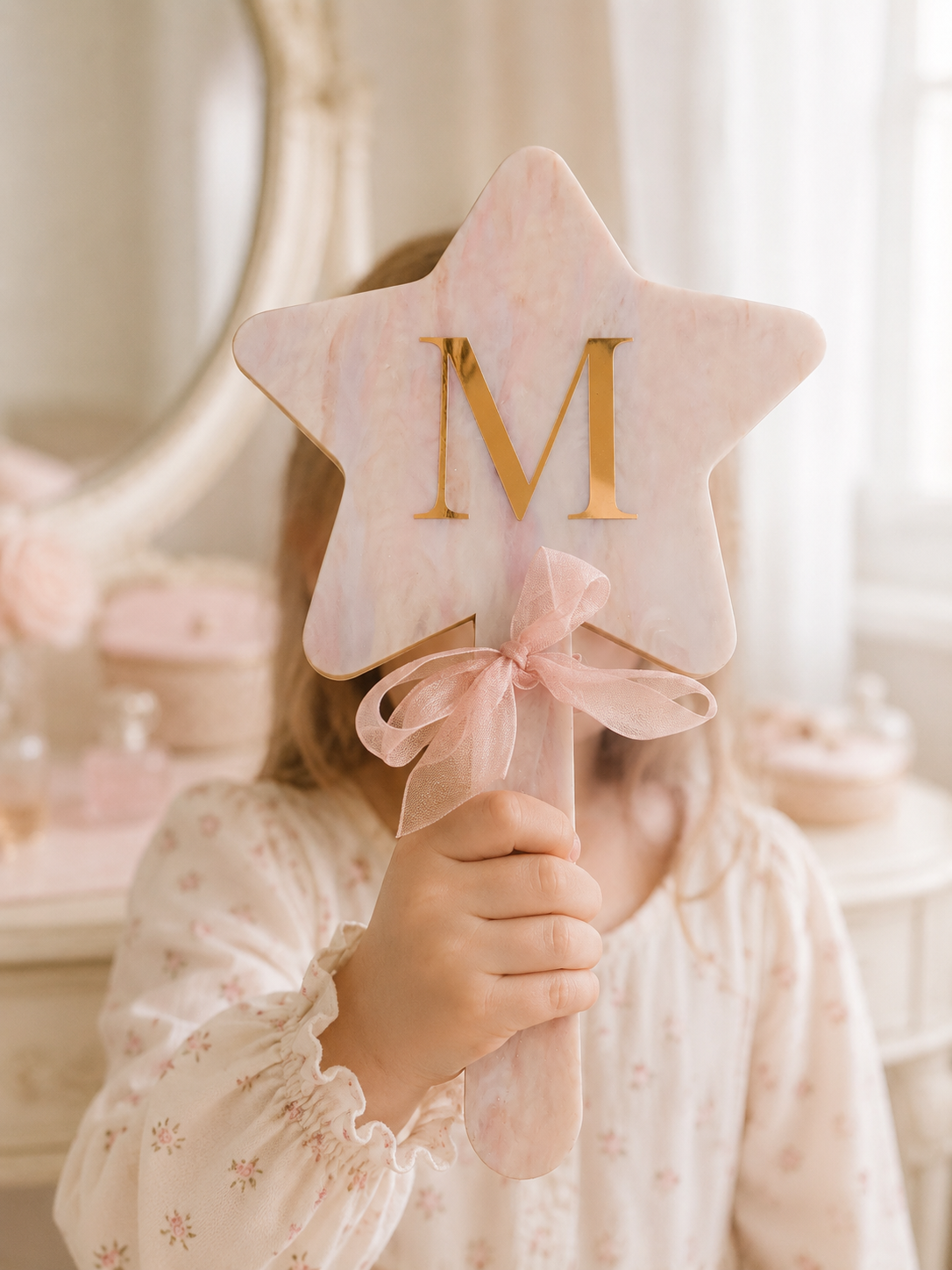 Personalized Star Hand Mirror, Custom Initial Acrylic Mirror, Birthday Gift for Girls