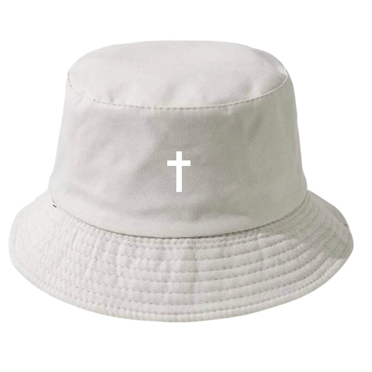 Beige Cross Bucket Hat