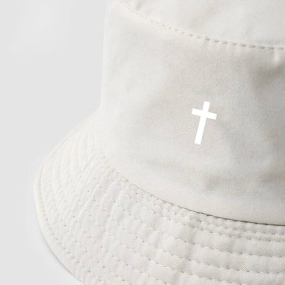 Beige Cross Bucket Hat