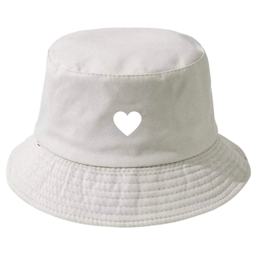 Beige Heart Bucket Hat