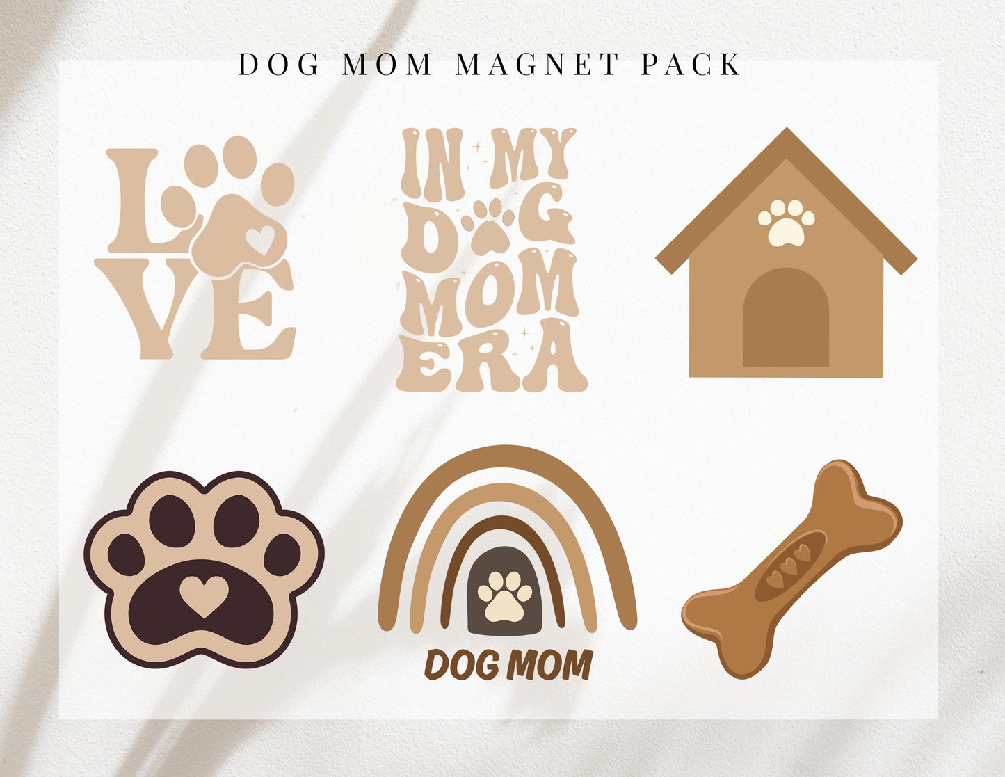 Set of 6, Dog Mom Magnet Pack