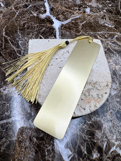 The Golden Script Custom Bookmark, Personalized Stainless Steel Metal Bookmark (5” x 1”)
