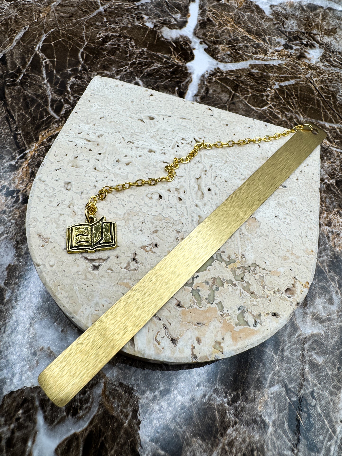 The Golden Script Custom Bookmark, Personalized Stainless Steel Metal Bookmark (5” x 0.4”)