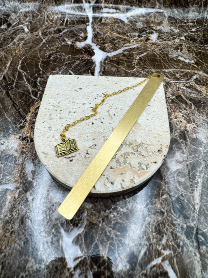 The Golden Script Custom Bookmark, Personalized Stainless Steel Metal Bookmark (5” x 0.4”)