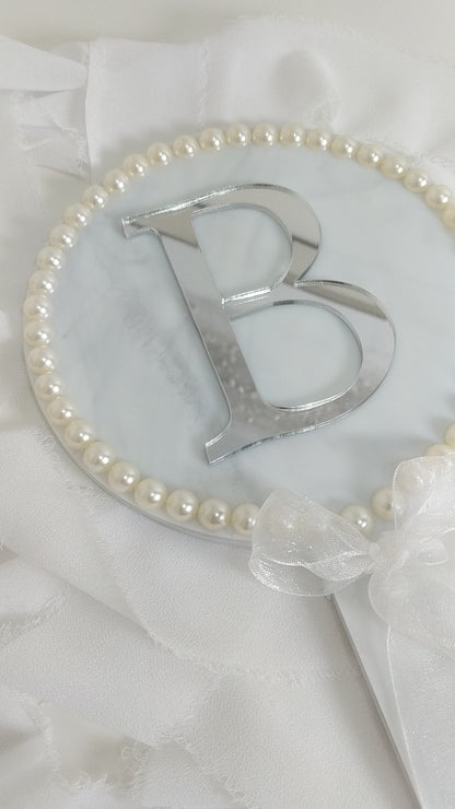 Custom Initial Bride Hand Mirror, Personalized Wedding Gift