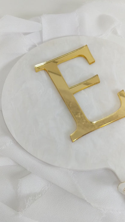 Custom Initial Acrylic Hand Mirror, Personalized Circle Vanity Mirror